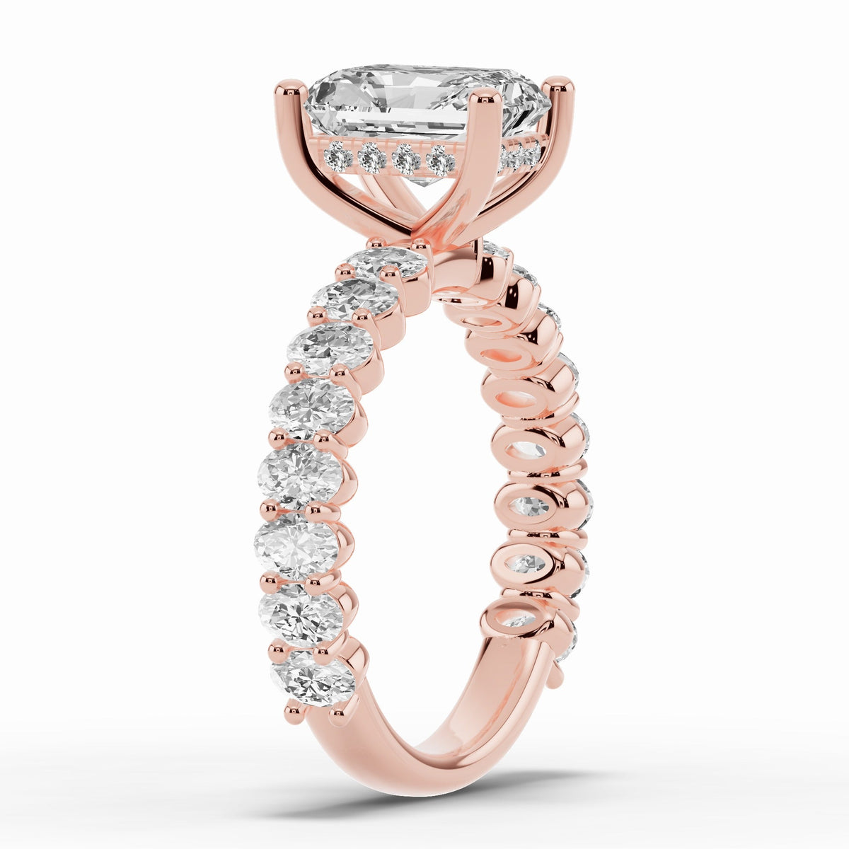 Radiant Aurielle Crown Engagement Ring Ring ABER-106-RA-LGD-11  - Abtin & Co.