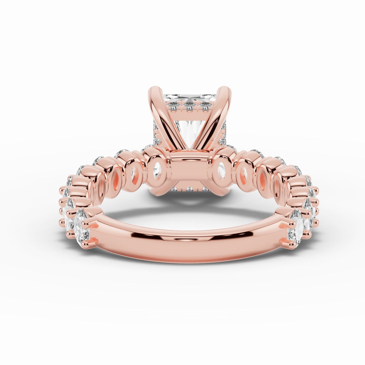 Radiant Aurielle Crown Engagement Ring Ring ABER-106-RA-LGD-11  - Abtin & Co.