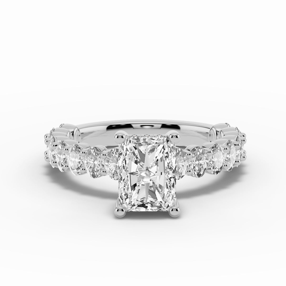 Radiant Aurielle Crown Engagement Ring Ring ABER-106-RA-LGD-6  - Abtin & Co.
