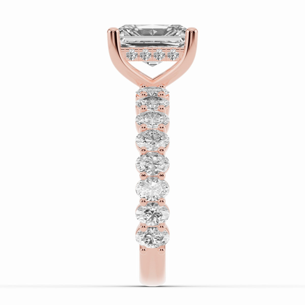 Radiant Aurielle Crown Engagement Ring Ring ABER-106-RA-LGD-11  - Abtin & Co.
