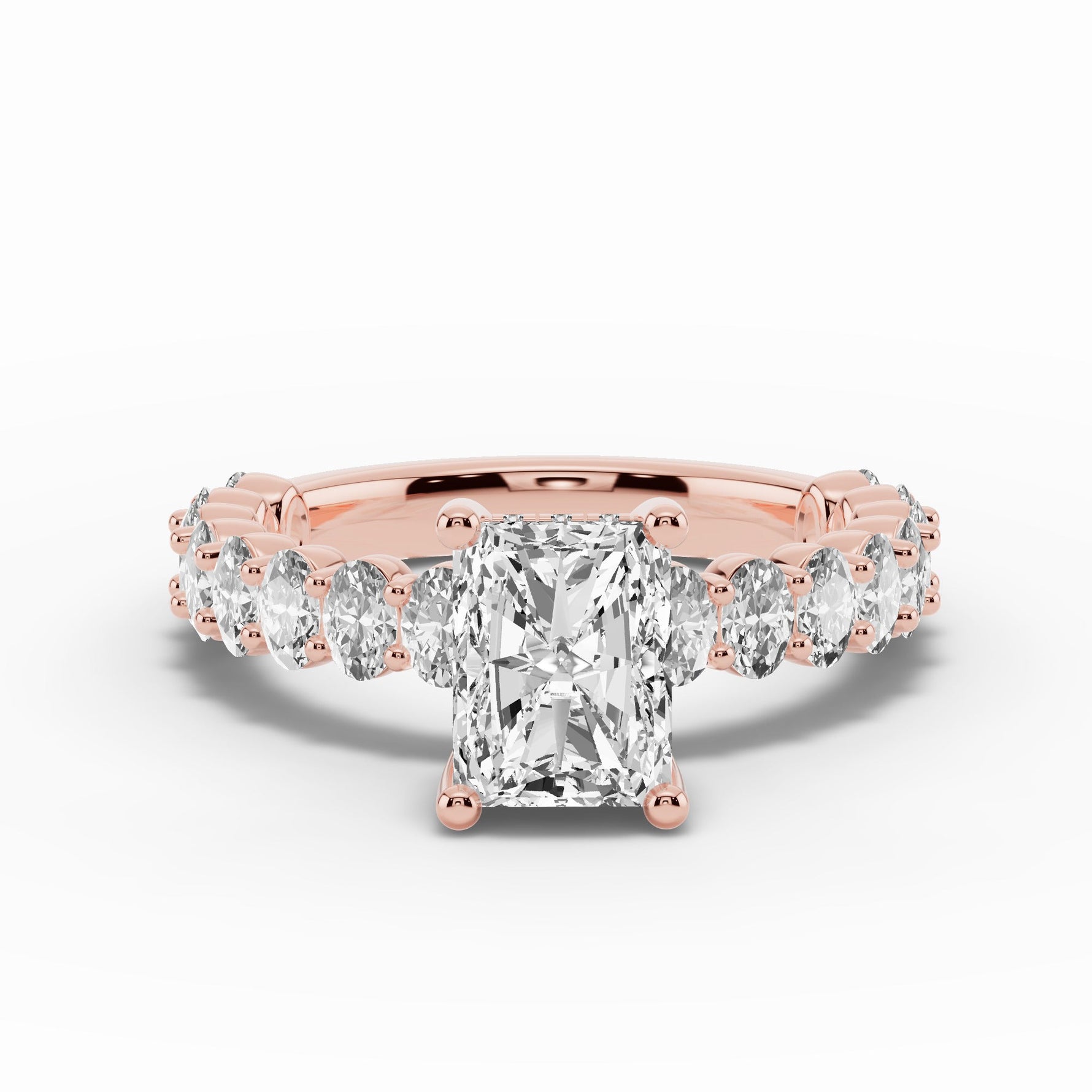 Radiant Aurielle Crown Engagement Ring Ring ABER-106-RA-LGD-11  - Abtin & Co.