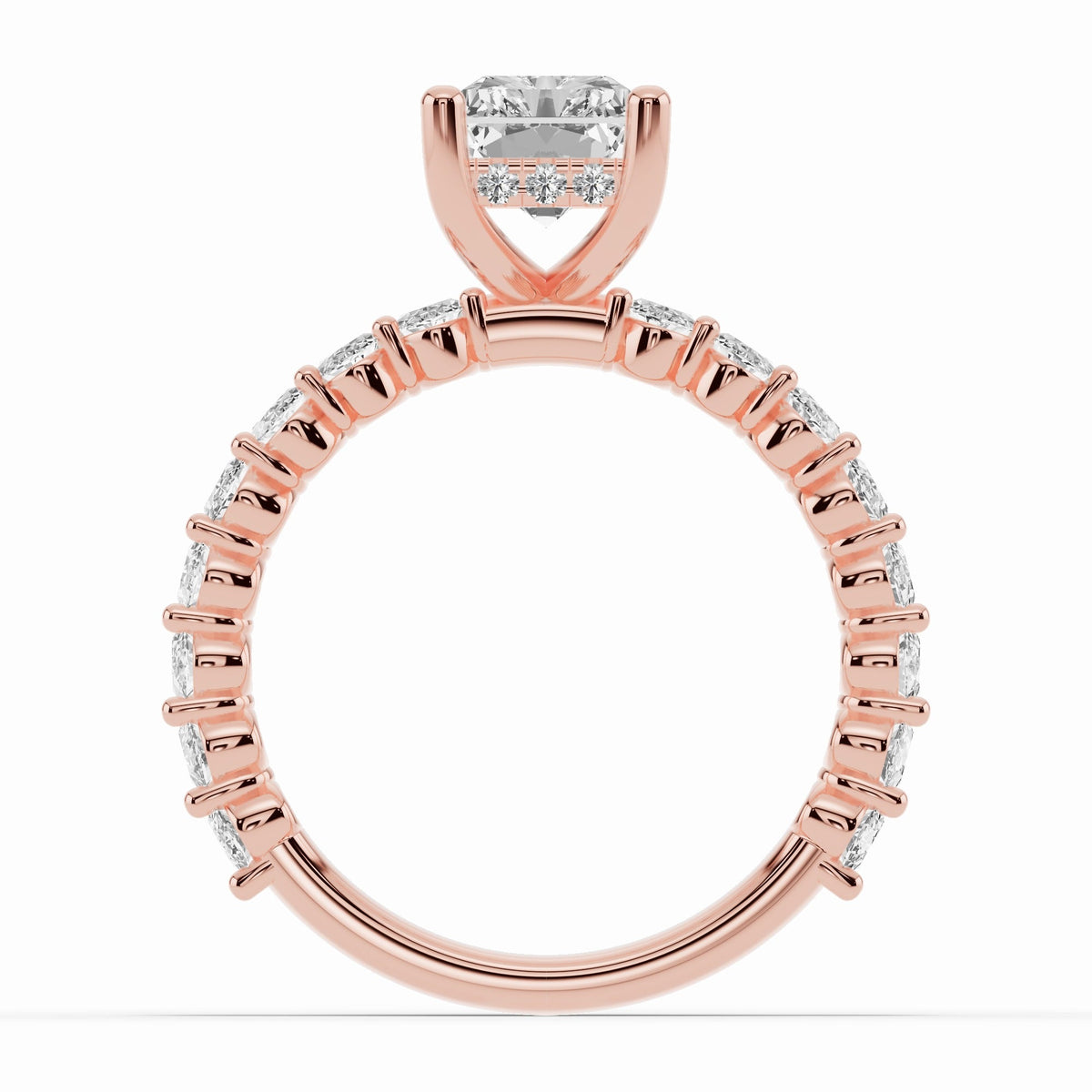 Radiant Aurielle Crown Engagement Ring Ring ABER-106-RA-LGD-11  - Abtin & Co.
