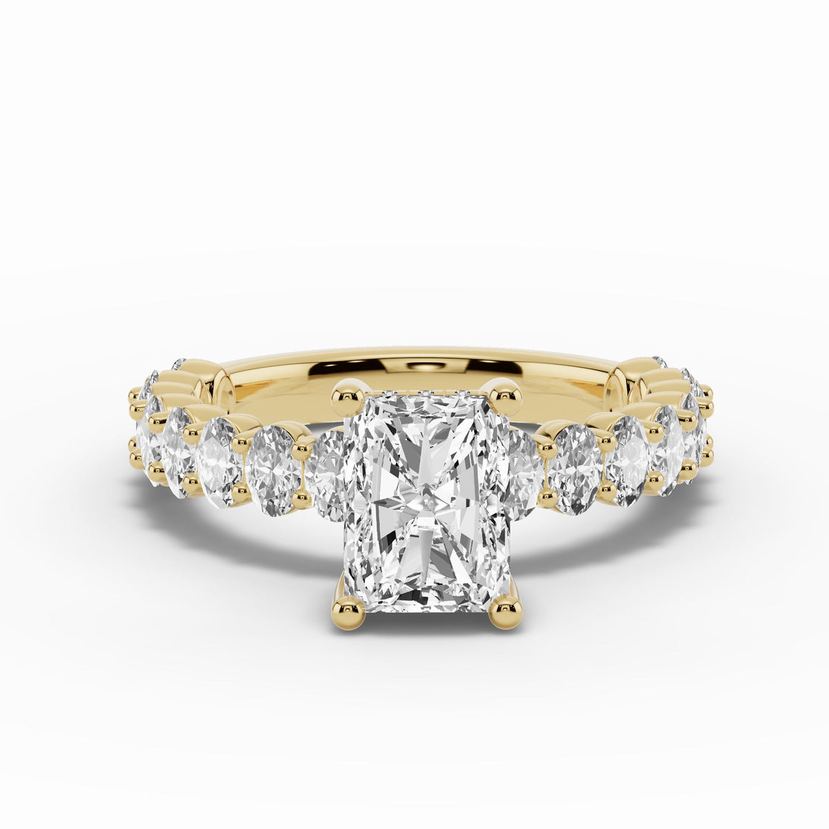 Radiant Aurielle Crown Engagement Ring Ring ABER-106-RA-LGD-1  - Abtin & Co.