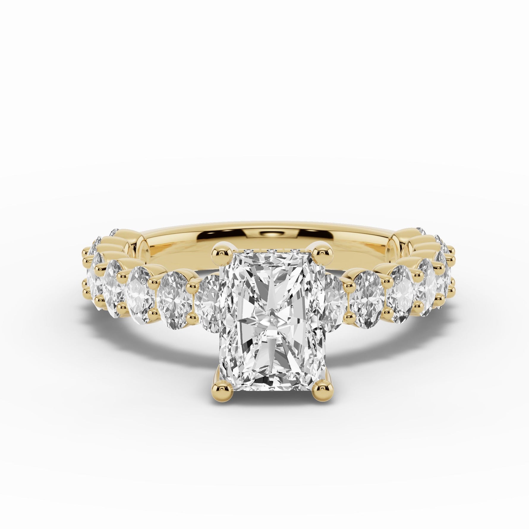 Radiant Aurielle Crown Engagement Ring Ring ABER-106-RA-LGD-1  - Abtin & Co.