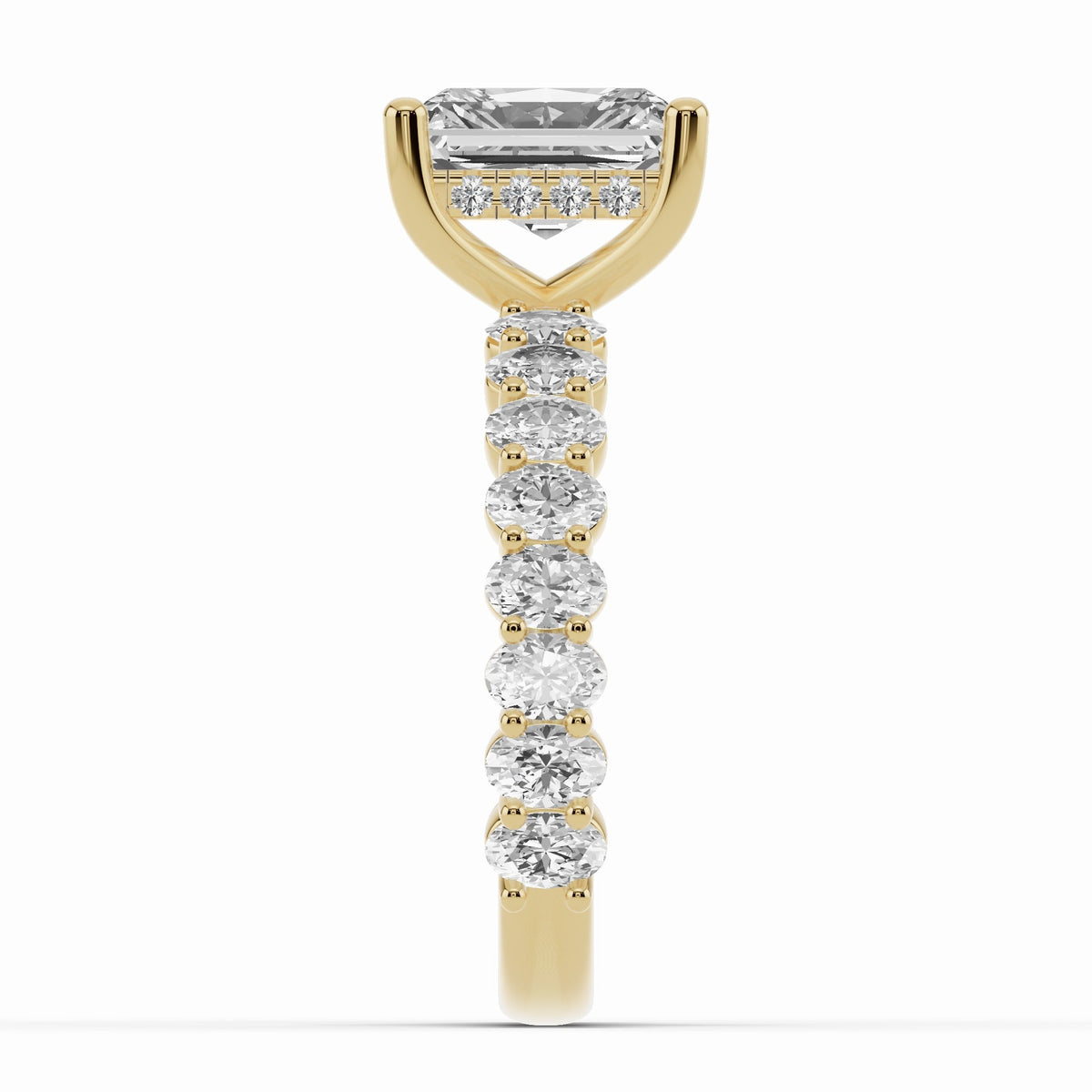 Radiant Aurielle Crown Engagement Ring Ring ABER-106-RA-LGD-1  - Abtin & Co.