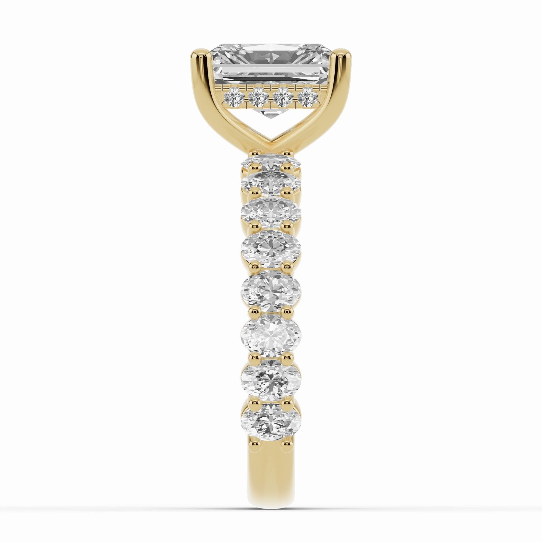 Radiant Aurielle Crown Engagement Ring Ring ABER-106-RA-LGD-1  - Abtin & Co.