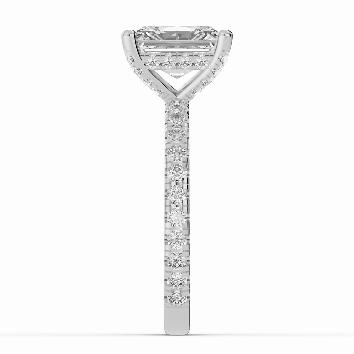 Radiant Coronet Diamond Crown Engagement Ring Ring ABER-105-RA-LGD-6  - Abtin & Co.