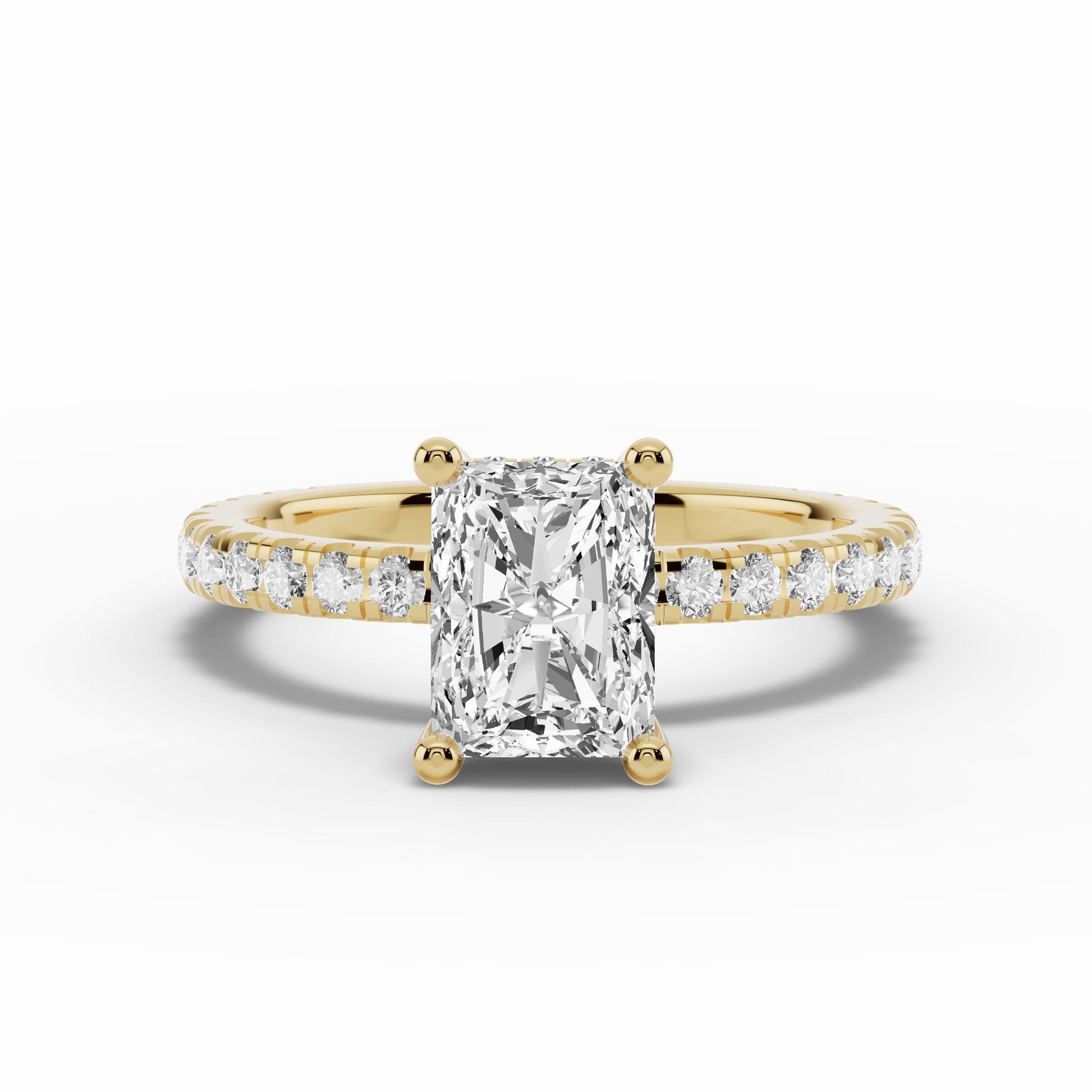 Radiant Coronet Diamond Crown Engagement Ring Ring ABER-105-RA-LGD-1  - Abtin & Co.