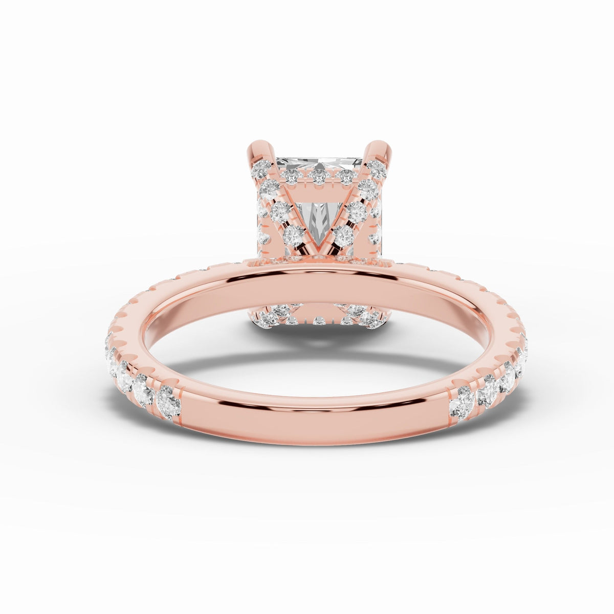 Radiant Coronet Diamond Crown Engagement Ring Ring ABER-105-RA-LGD-11  - Abtin & Co.
