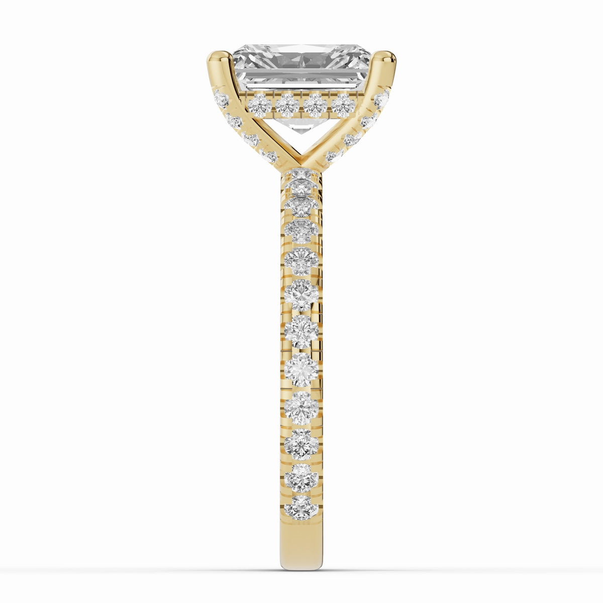 Radiant Coronet Diamond Crown Engagement Ring Ring ABER-105-RA-LGD-1  - Abtin & Co.