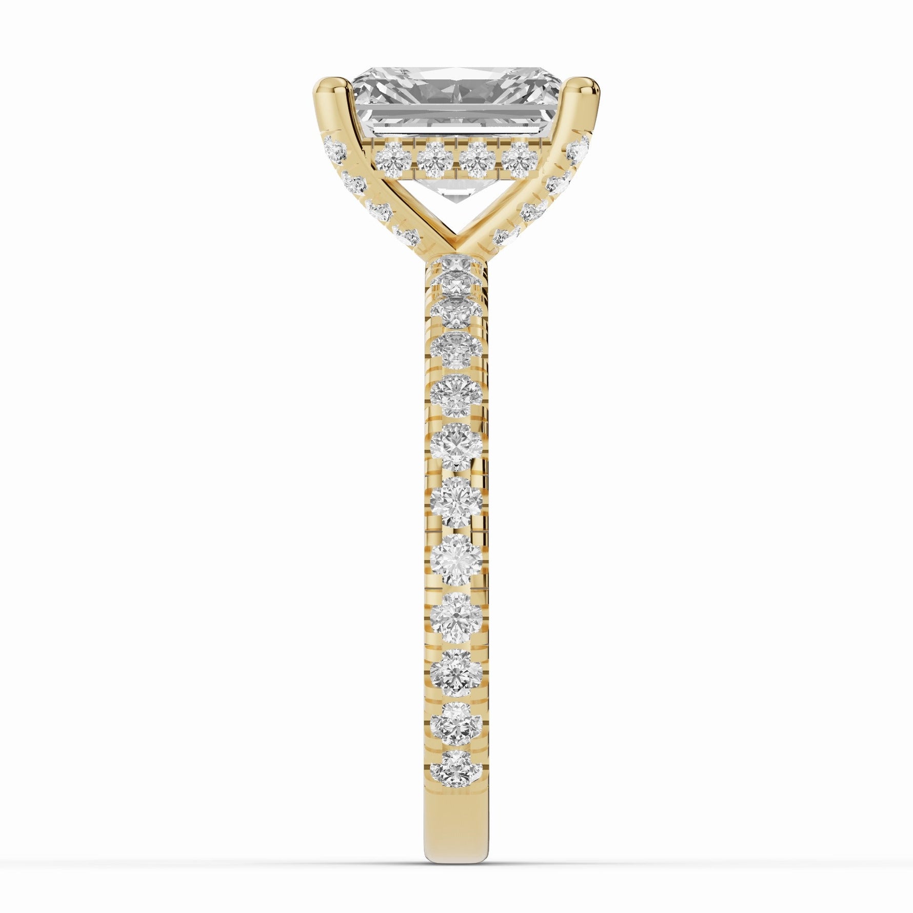 Radiant Coronet Diamond Crown Engagement Ring Ring ABER-105-RA-LGD-1  - Abtin & Co.