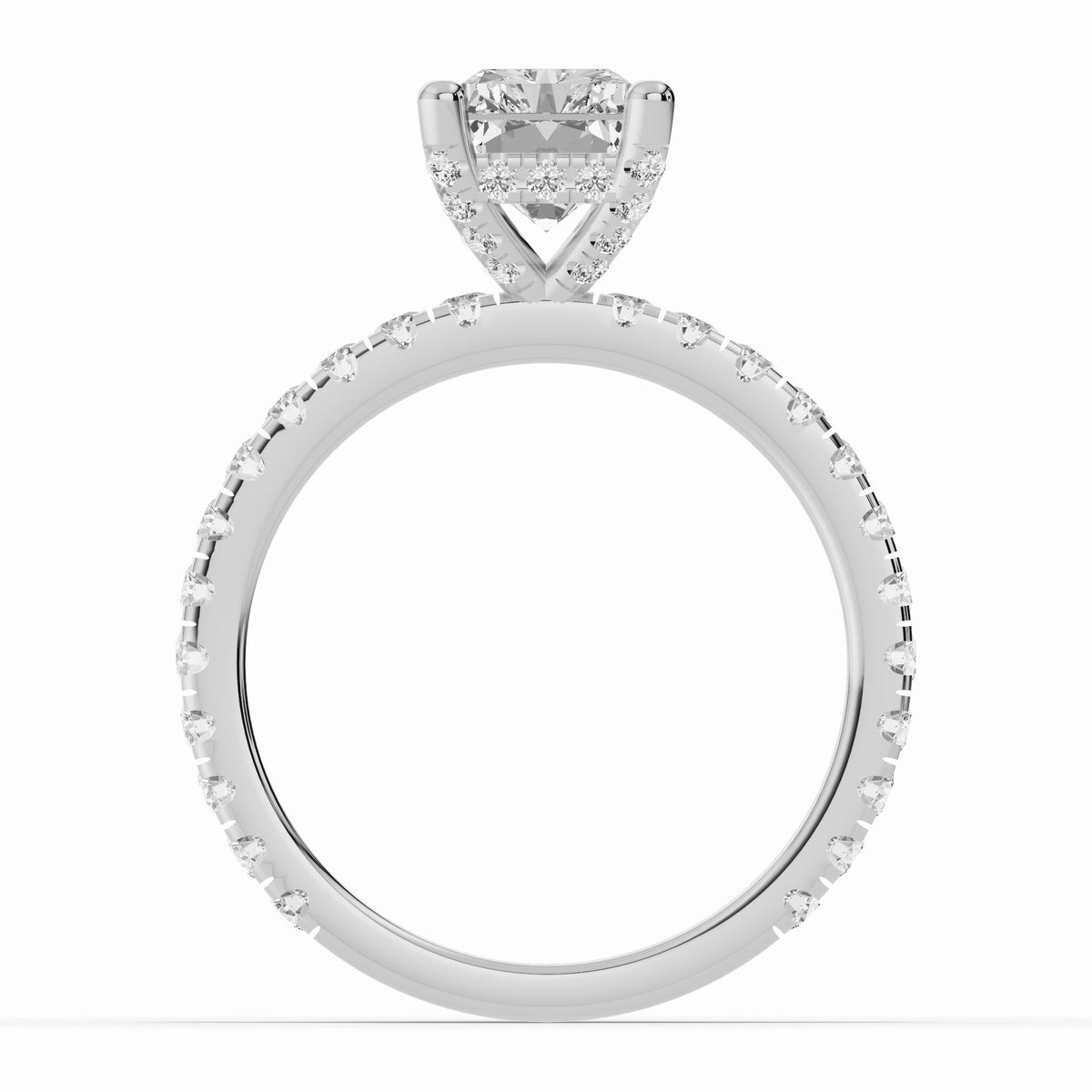 Radiant Coronet Diamond Crown Engagement Ring Ring ABER-105-RA-LGD-6  - Abtin & Co.