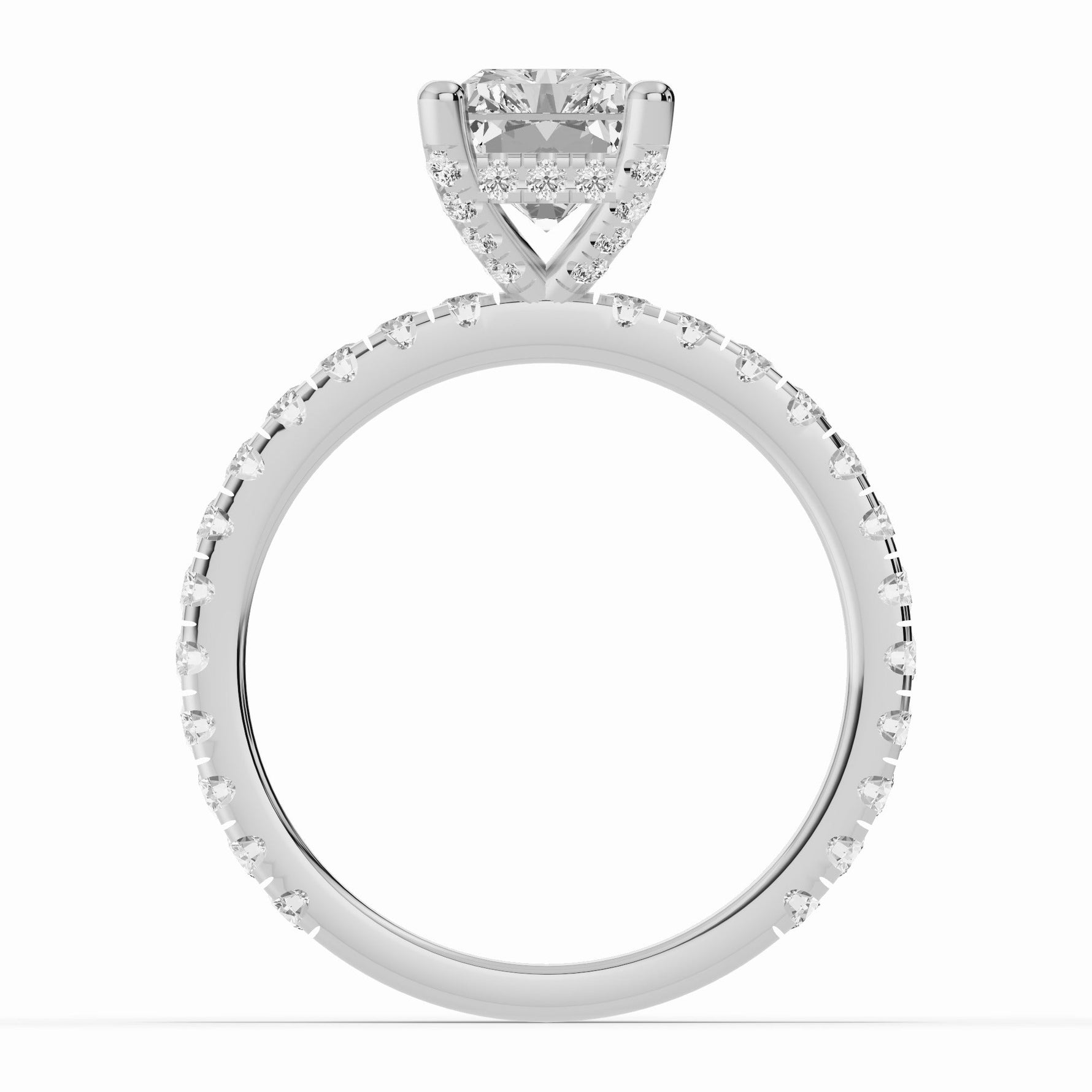 Radiant Coronet Diamond Crown Engagement Ring Ring ABER-105-RA-LGD-6  - Abtin & Co.