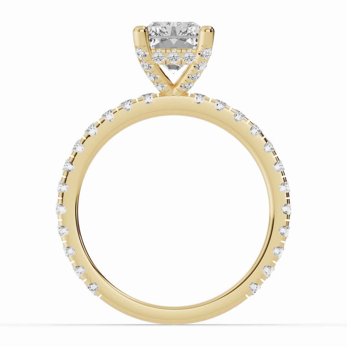 Radiant Coronet Diamond Crown Engagement Ring Ring ABER-105-RA-LGD-1  - Abtin & Co.