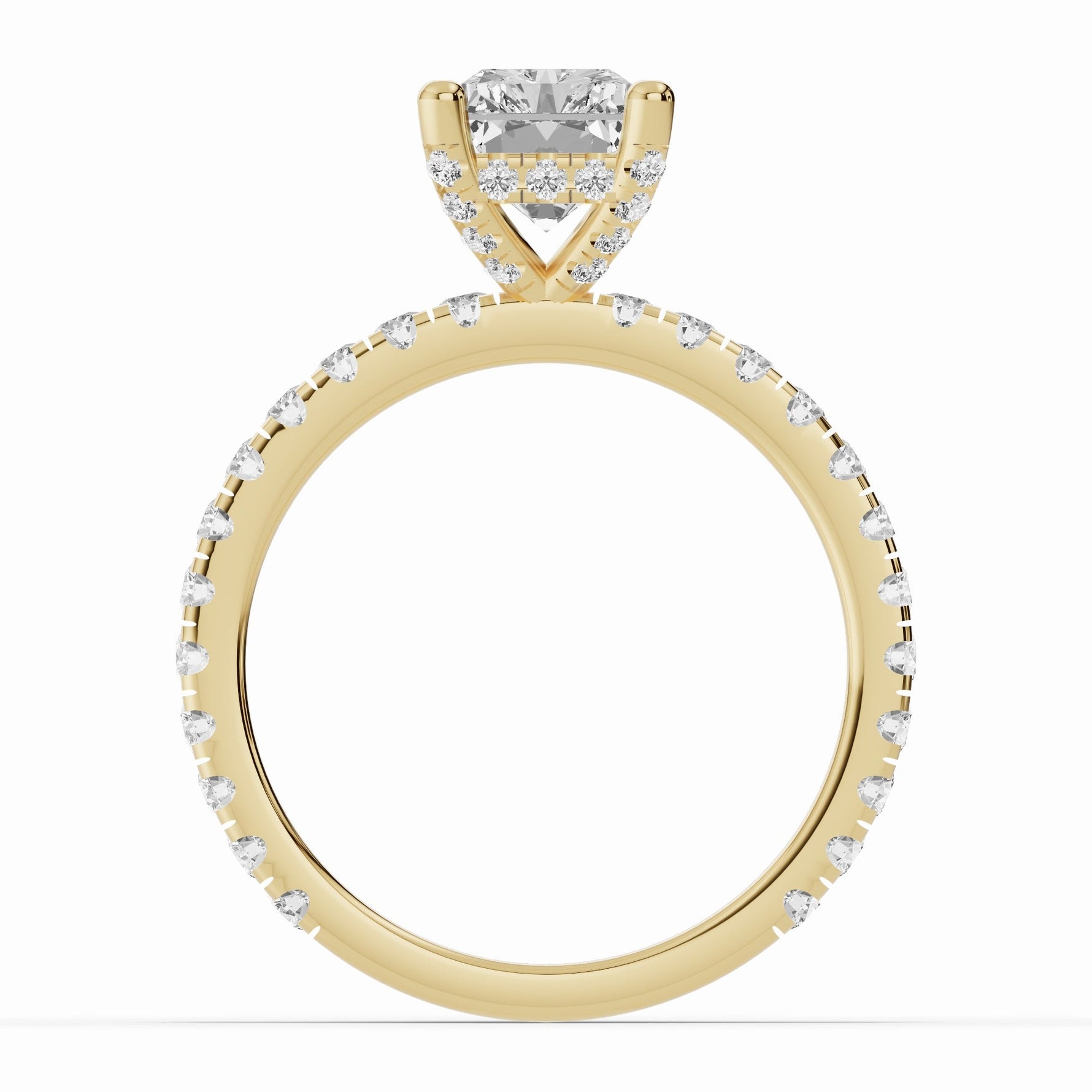 Radiant Coronet Diamond Crown Engagement Ring Ring ABER-105-RA-LGD-1  - Abtin & Co.