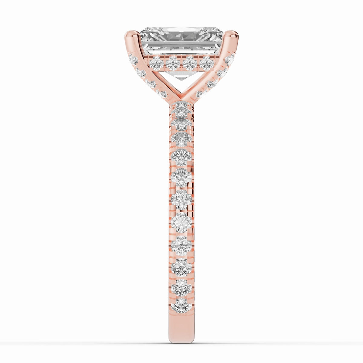 Radiant Coronet Diamond Crown Engagement Ring Ring ABER-105-RA-LGD-11  - Abtin & Co.