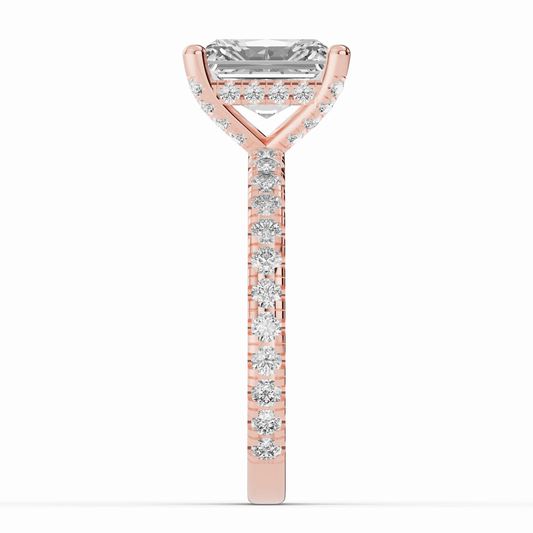 Radiant Coronet Diamond Crown Engagement Ring Ring ABER-105-RA-LGD-11  - Abtin & Co.