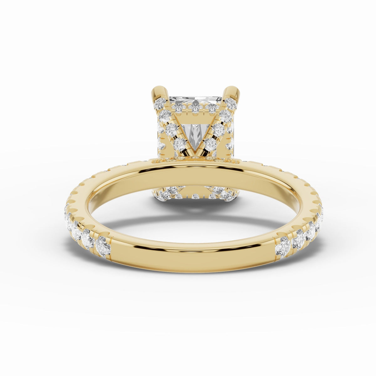 Radiant Coronet Diamond Crown Engagement Ring Ring ABER-105-RA-LGD-1  - Abtin & Co.