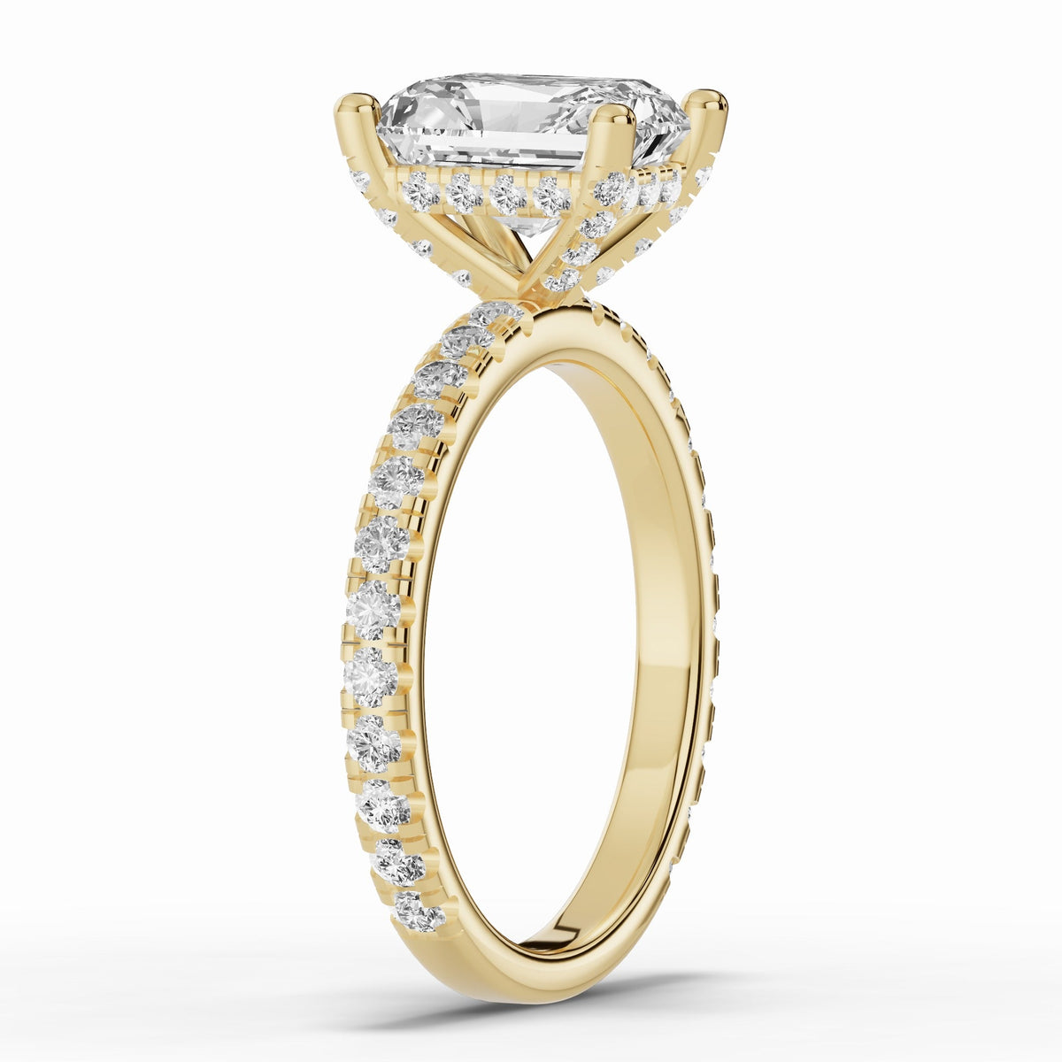 Radiant Coronet Diamond Crown Engagement Ring Ring ABER-105-RA-LGD-1  - Abtin & Co.