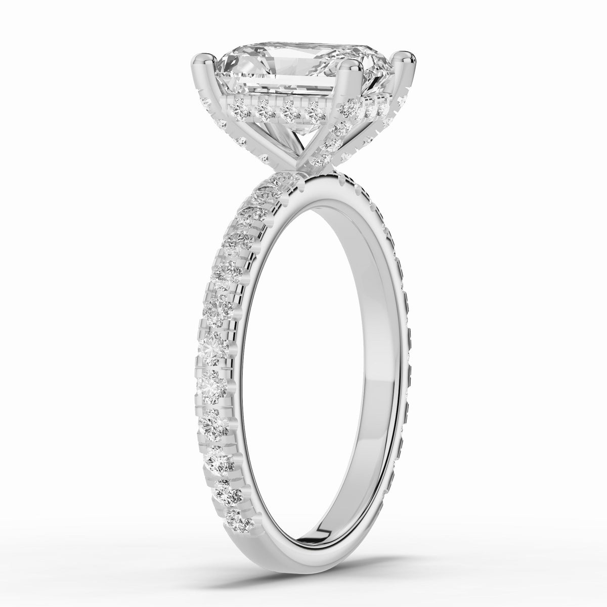 Radiant Coronet Diamond Crown Engagement Ring Ring ABER-105-RA-LGD-6  - Abtin & Co.