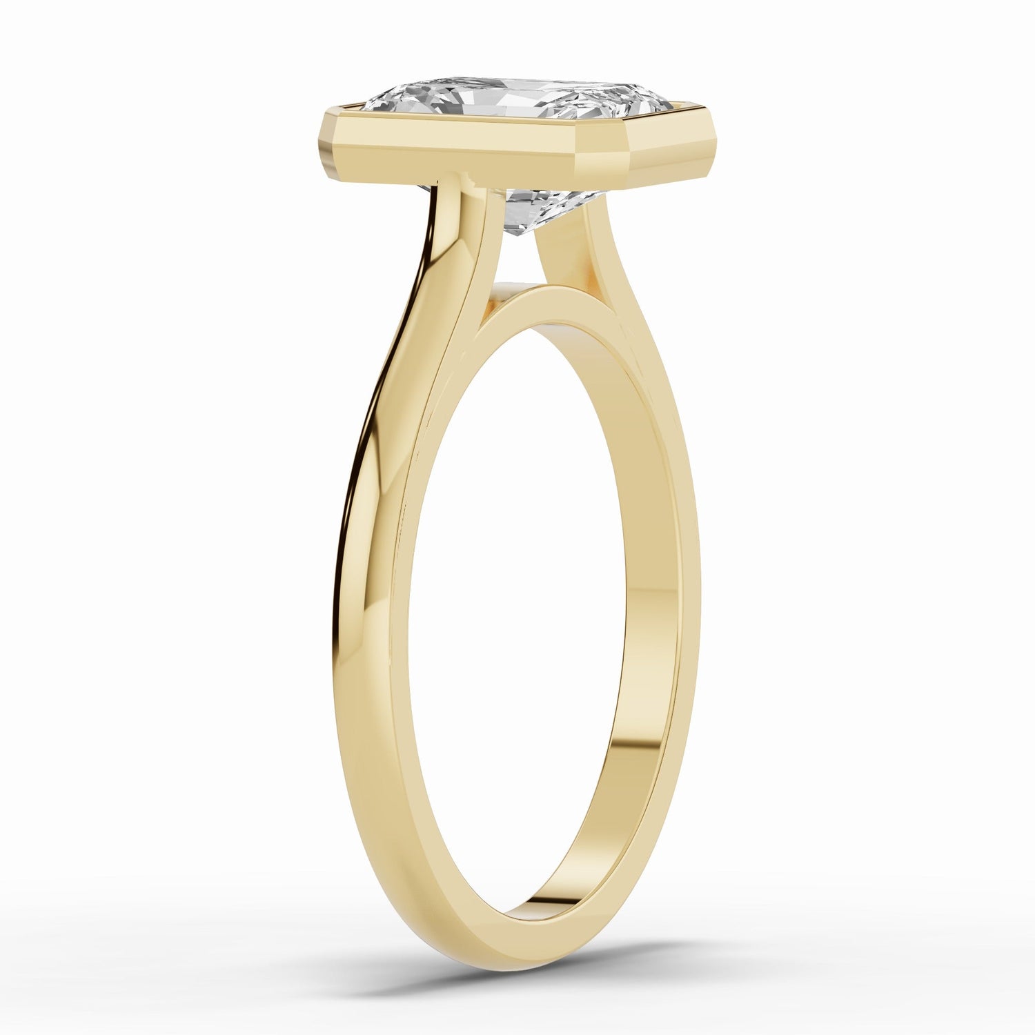 Radiant Lumière Bezel Solitaire Ring ABER-104-RA-LGD-1  - Abtin & Co.