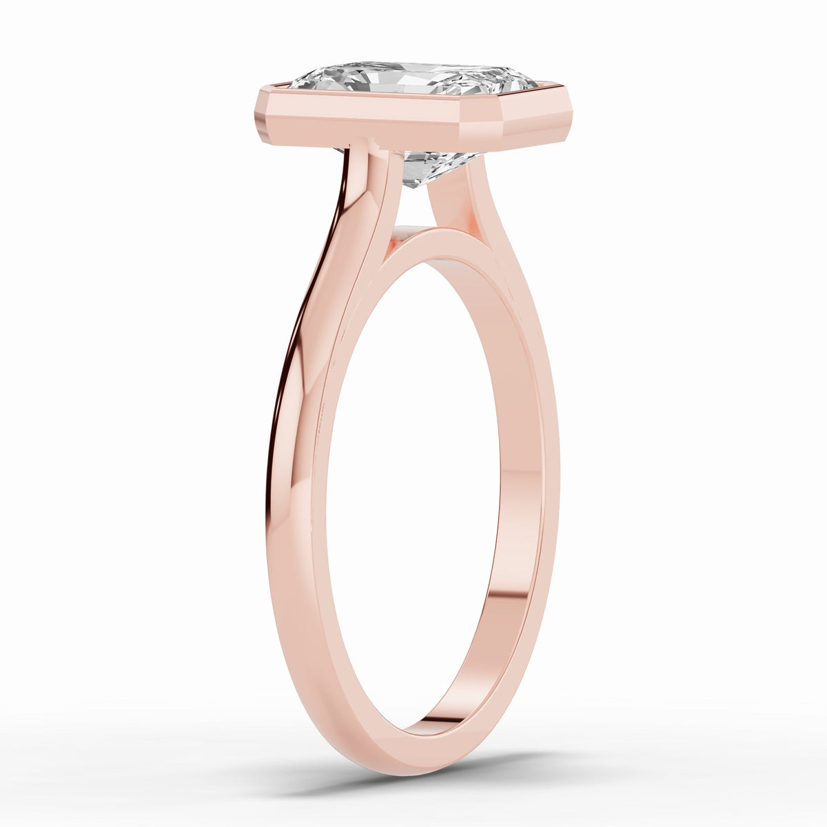 Radiant Lumière Bezel Solitaire Ring ABER-104-RA-LGD-11  - Abtin & Co.