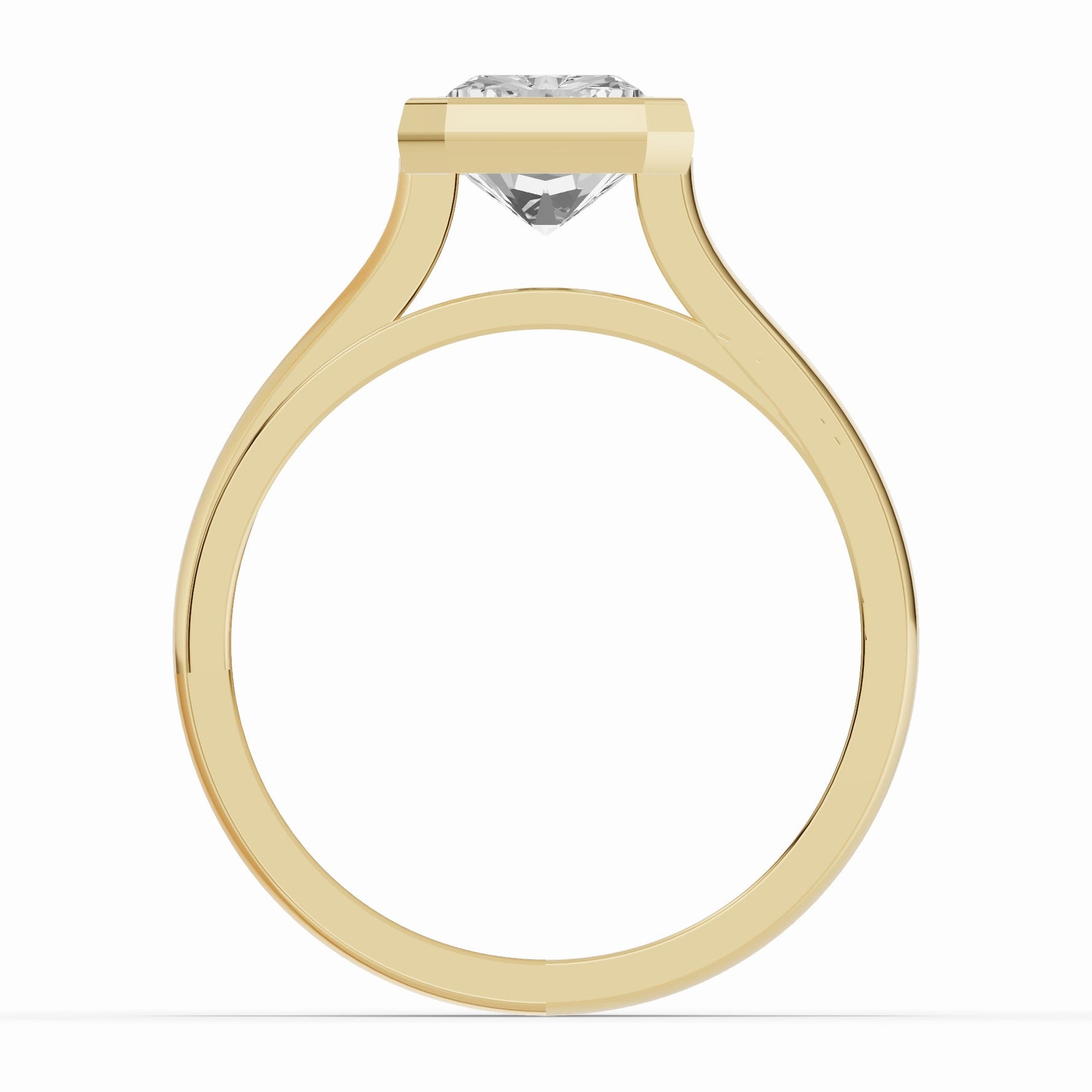 Radiant Lumière Bezel Solitaire Ring ABER-104-RA-LGD-1  - Abtin & Co.