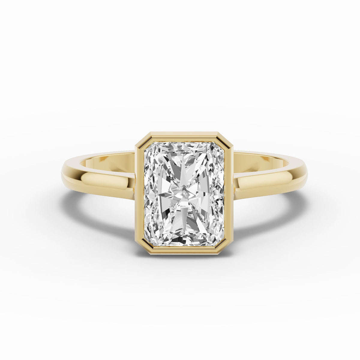 Radiant Lumière Bezel Solitaire Ring ABER-104-RA-LGD-1  - Abtin & Co.