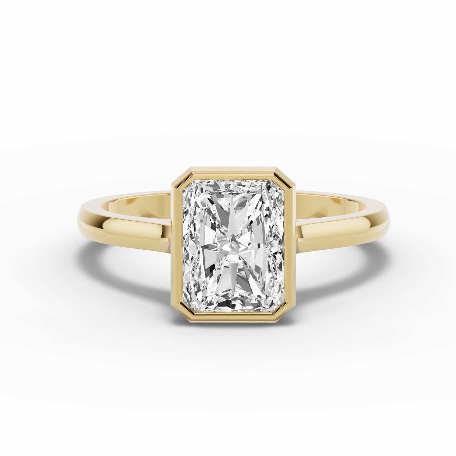 Radiant Lumière Bezel Solitaire Ring ABER-104-RA-LGD-1  - Abtin & Co.