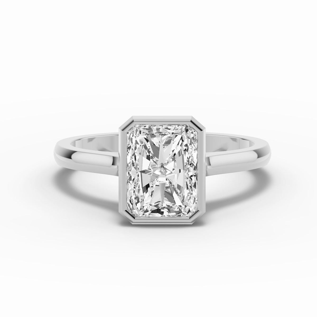 Radiant Lumière Bezel Solitaire Ring ABER-104-RA-LGD-6  - Abtin & Co.