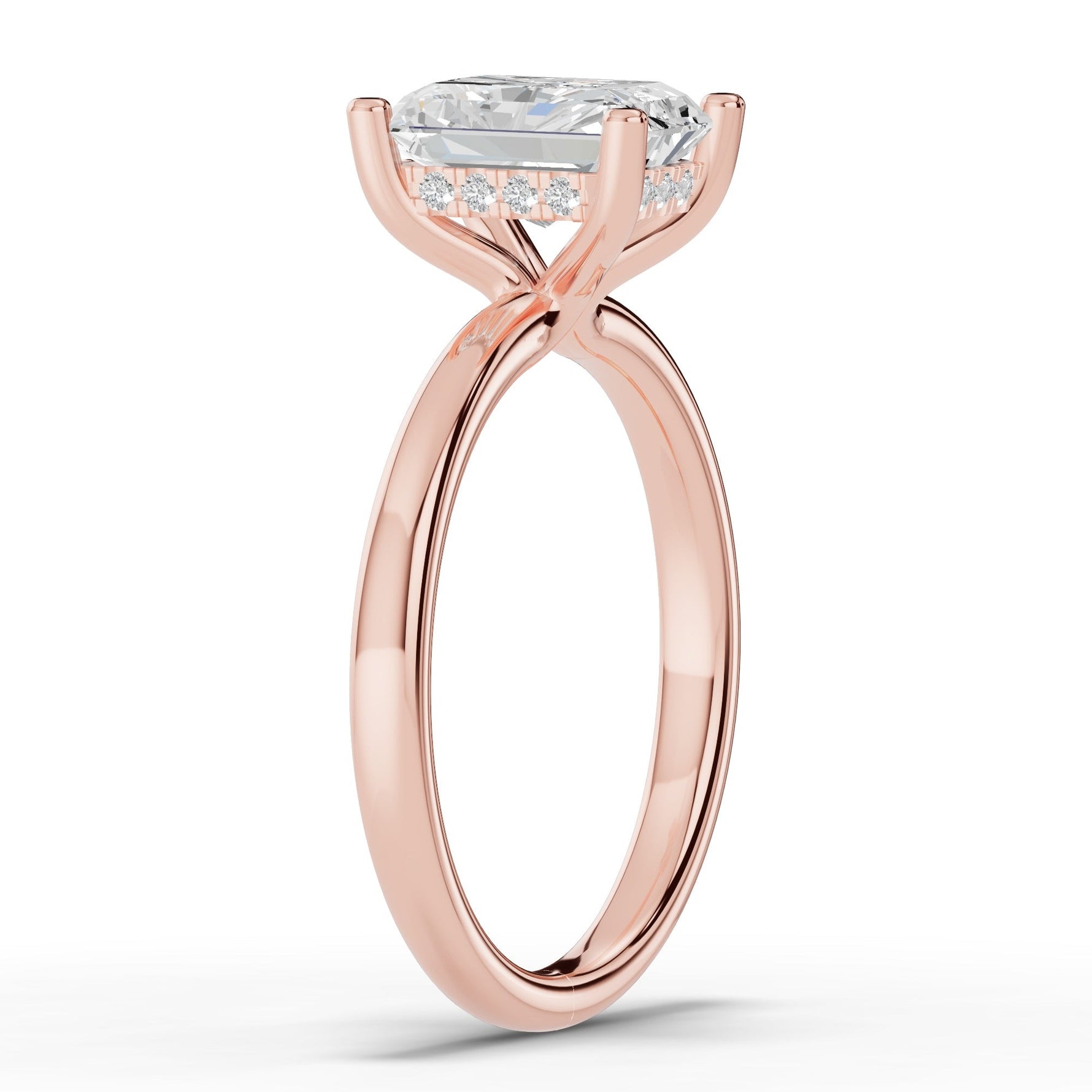 Radiant Lustre Hidden Halo Solitaire Ring ABER-101-RA-LGD-11  - Abtin & Co.