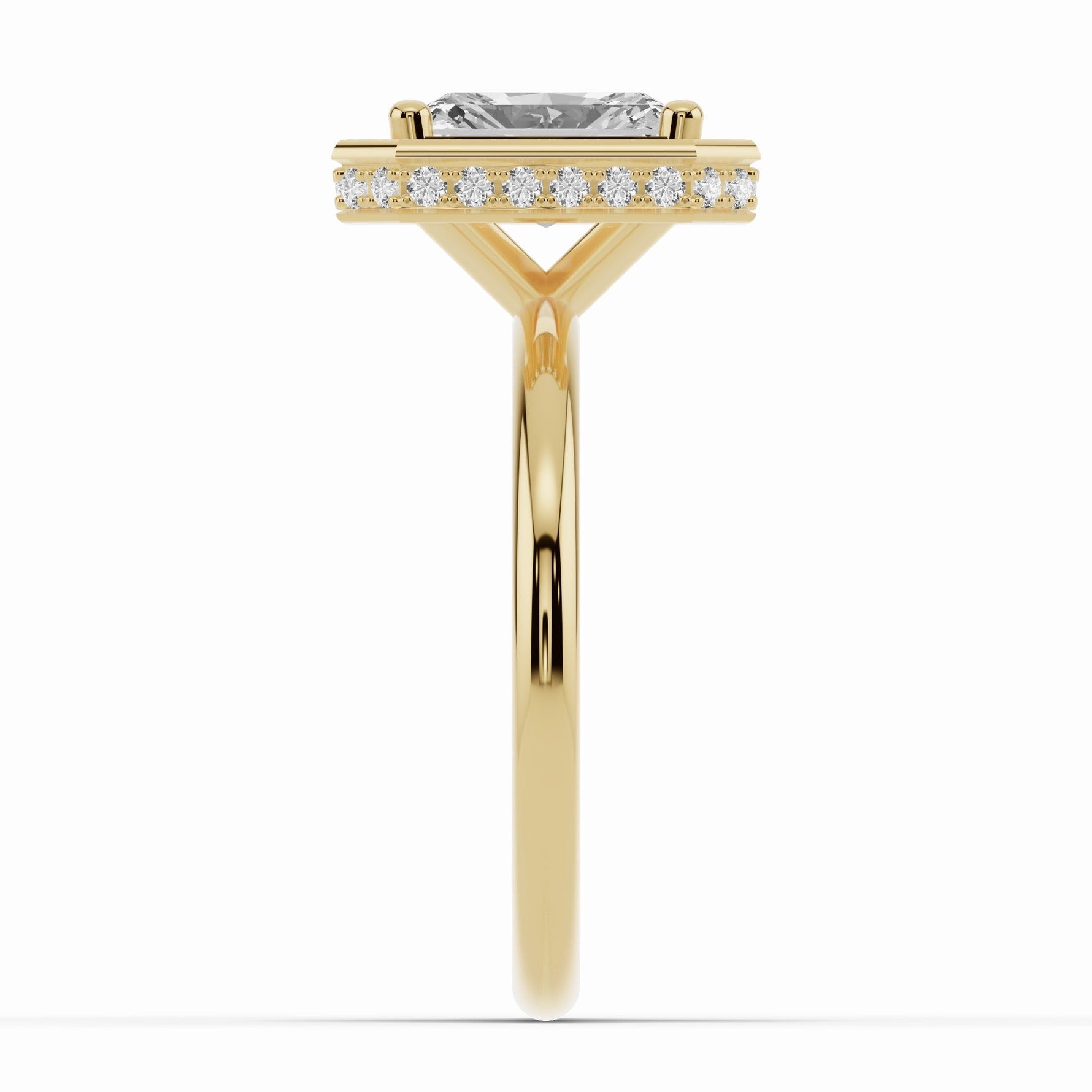 Radiant Nova Halo Engagement Ring Ring ABER-108-RA-LGD-1  - Abtin & Co.