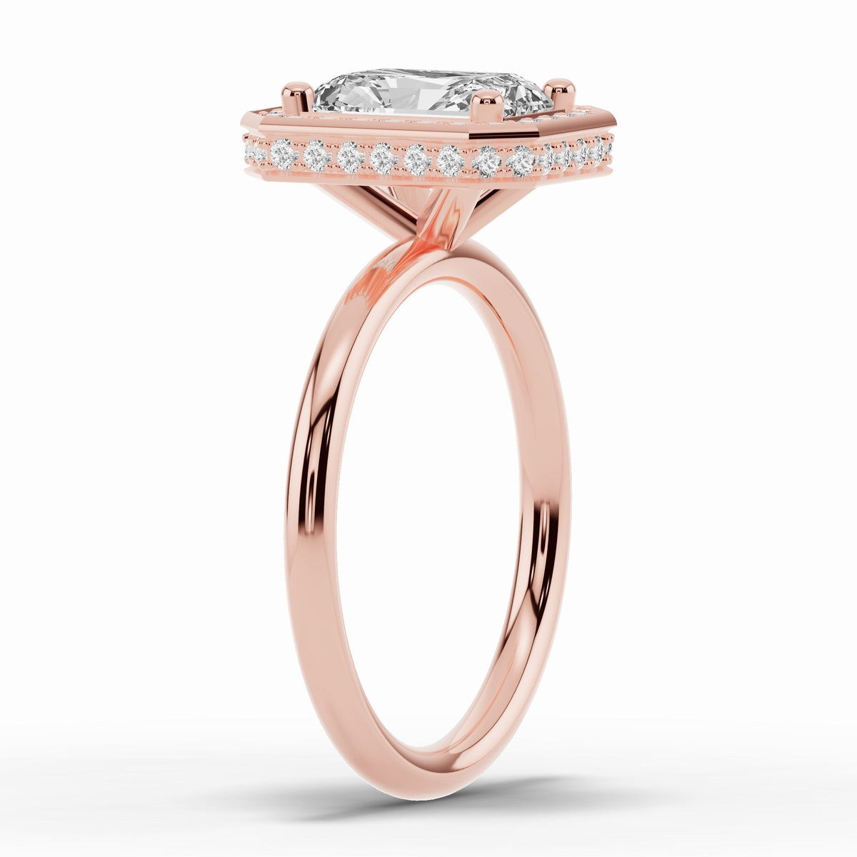 Radiant Nova Halo Engagement Ring Ring ABER-108-RA-LGD-3  - Abtin & Co.