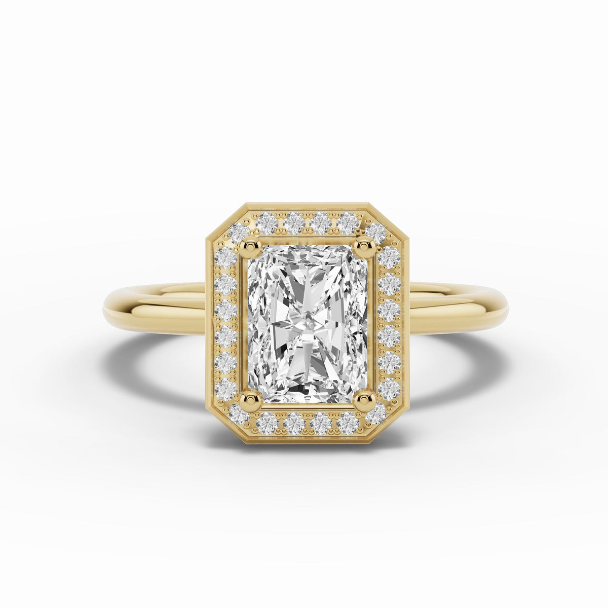 Radiant Nova Halo Engagement Ring Ring ABER-108-RA-LGD-1  - Abtin & Co.
