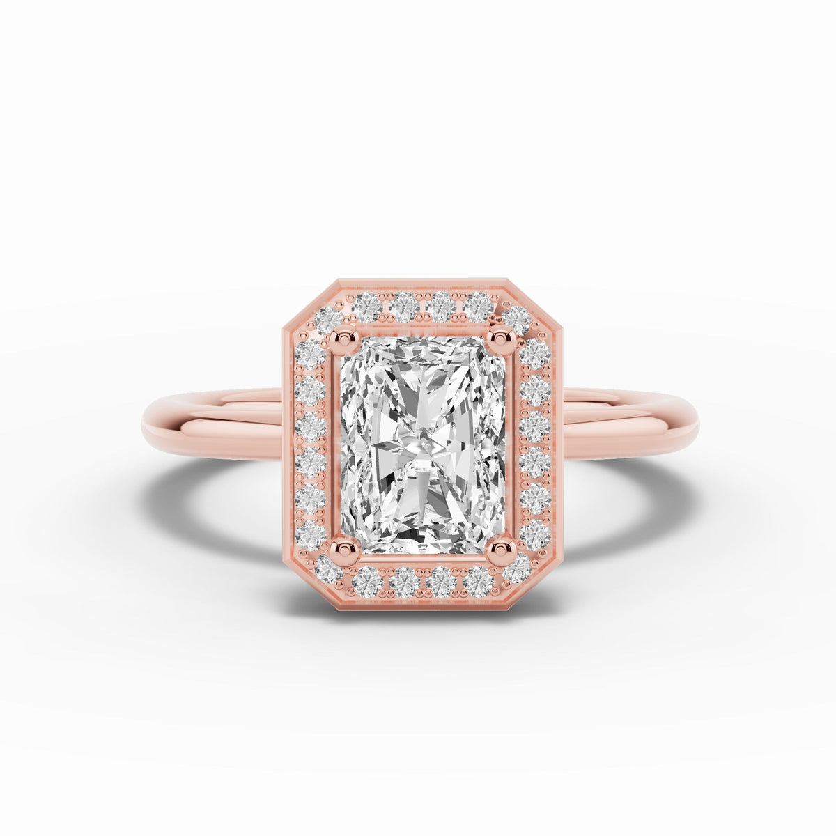 Radiant Nova Halo Engagement Ring Ring ABER-108-RA-LGD-3  - Abtin & Co.