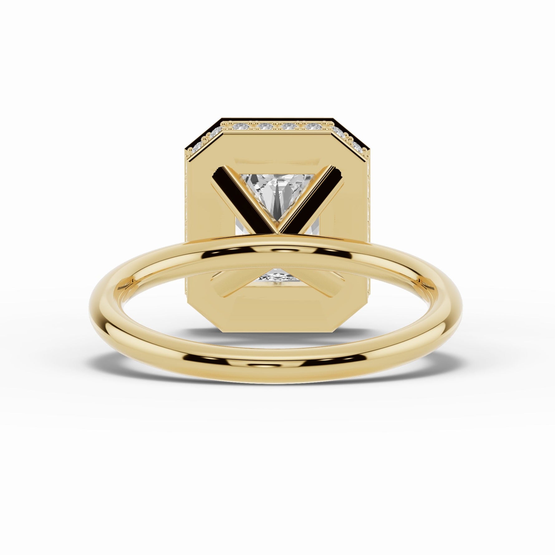 Radiant Nova Halo Engagement Ring Ring ABER-108-RA-LGD-1  - Abtin & Co.