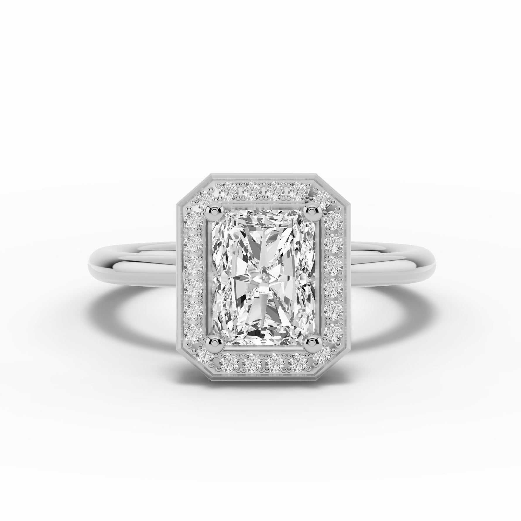 Radiant Nova Halo Engagement Ring Ring ABER-108-RA-LGD-2  - Abtin & Co.