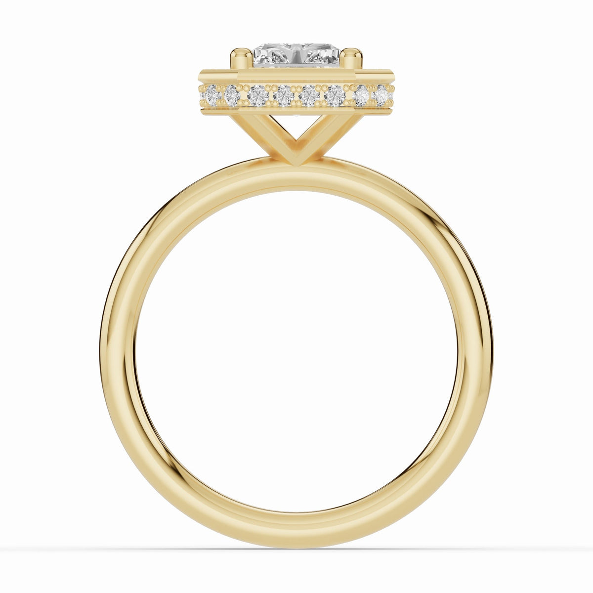 Radiant Nova Halo Engagement Ring Ring ABER-108-RA-LGD-1  - Abtin & Co.