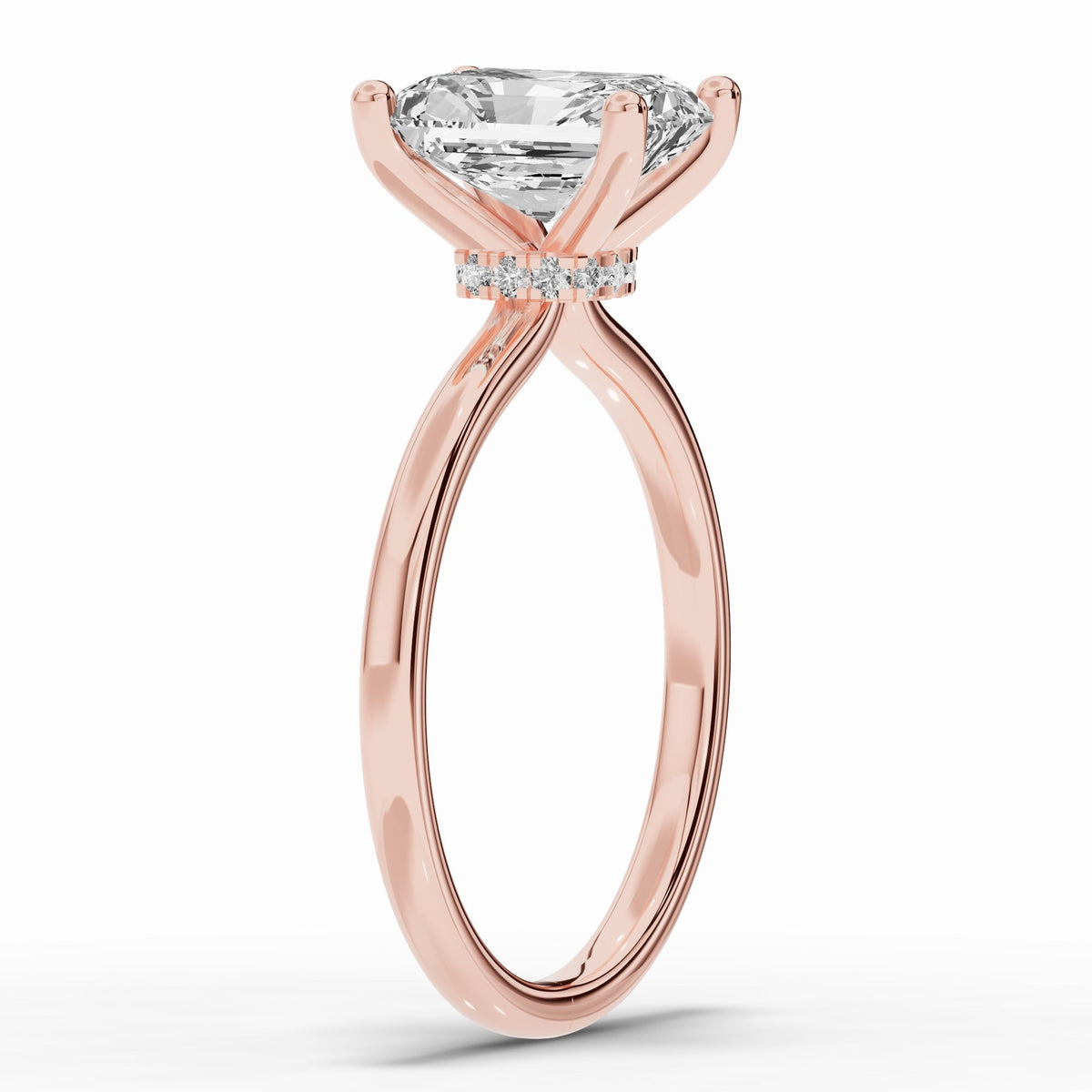 Radiant Tiara Glow Solitaire Ring ABER-102-RA-LGD-11  - Abtin & Co.