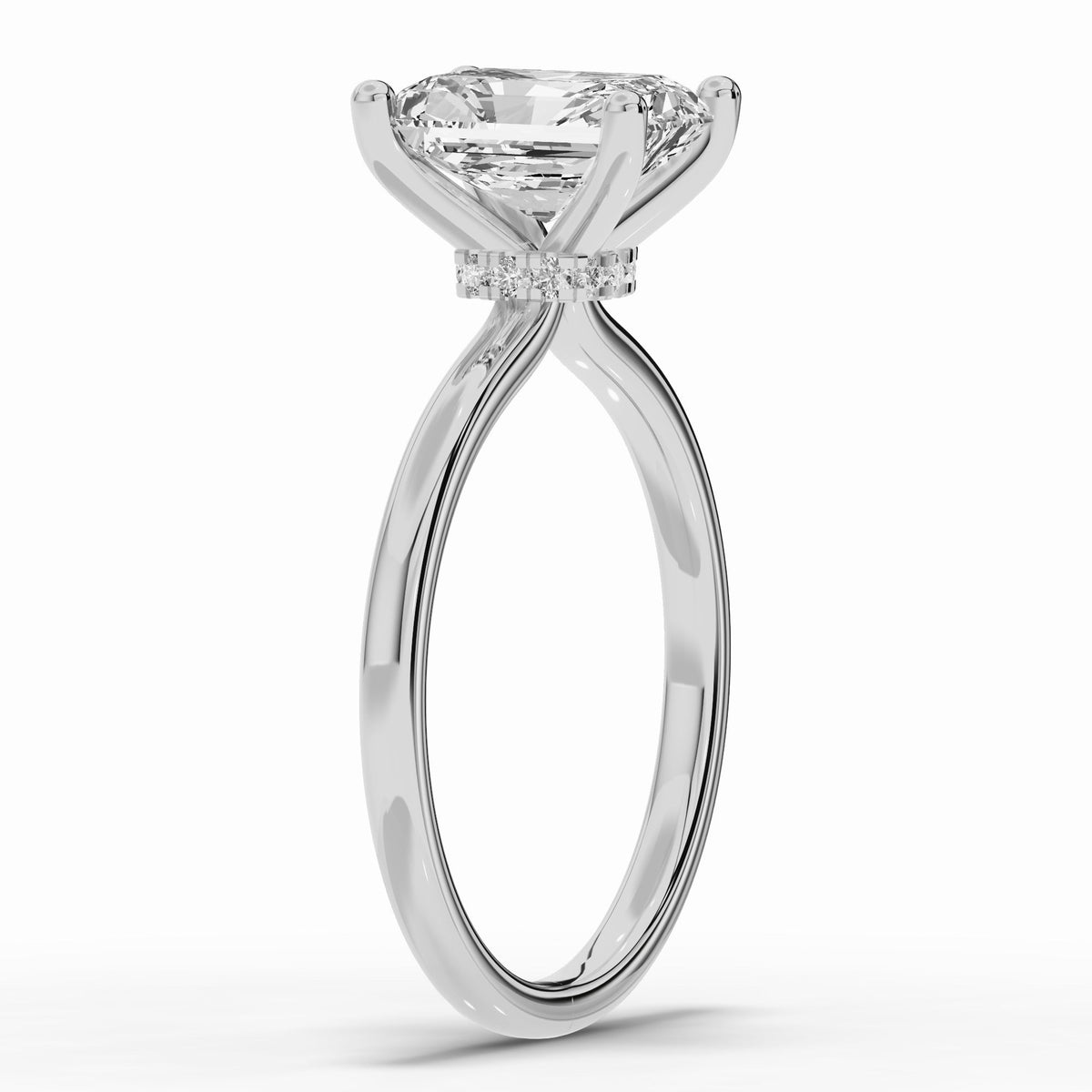 Radiant Tiara Glow Solitaire Ring ABER-102-RA-LGD-6  - Abtin & Co.