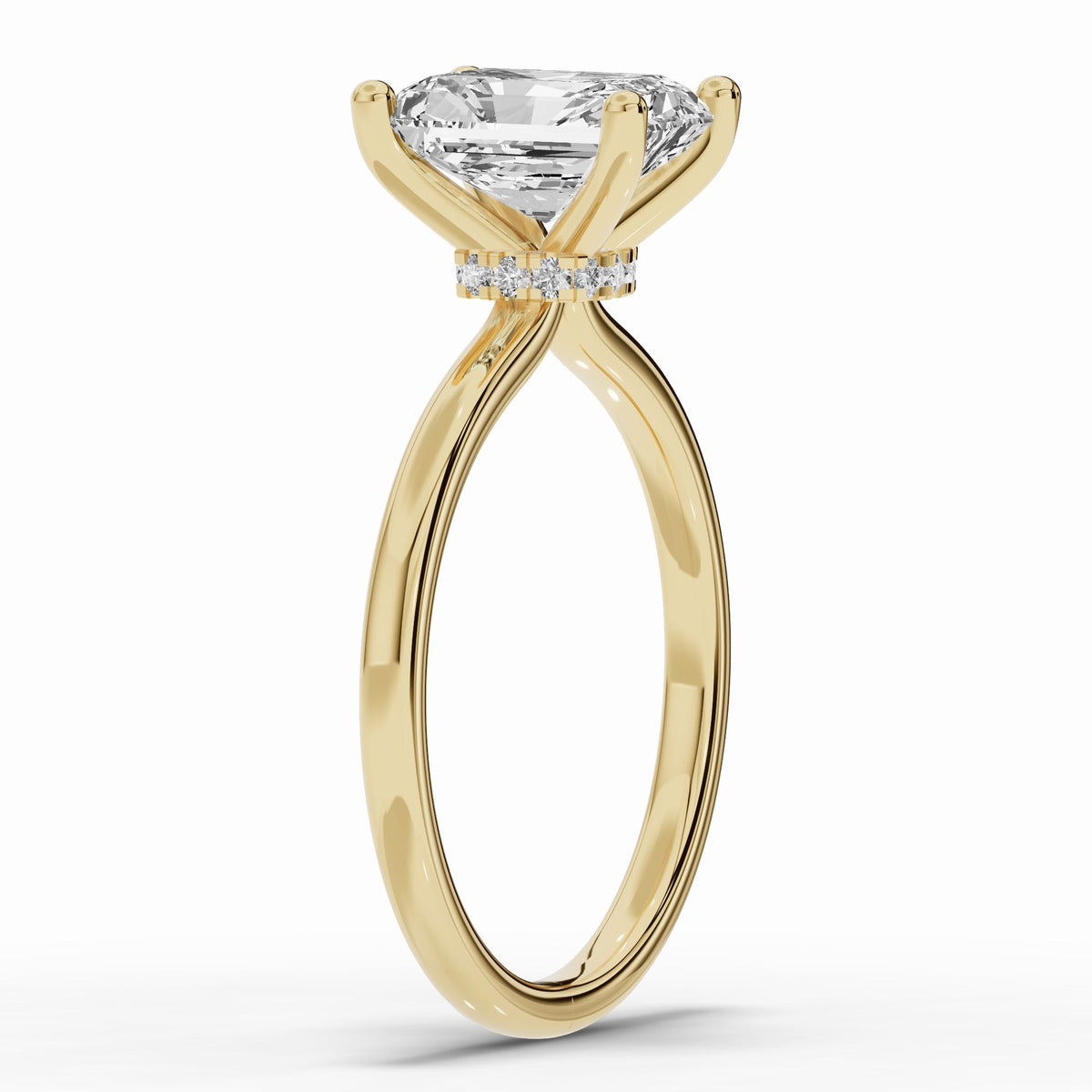 Radiant Tiara Glow Solitaire Ring ABER-102-RA-LGD-1  - Abtin & Co.