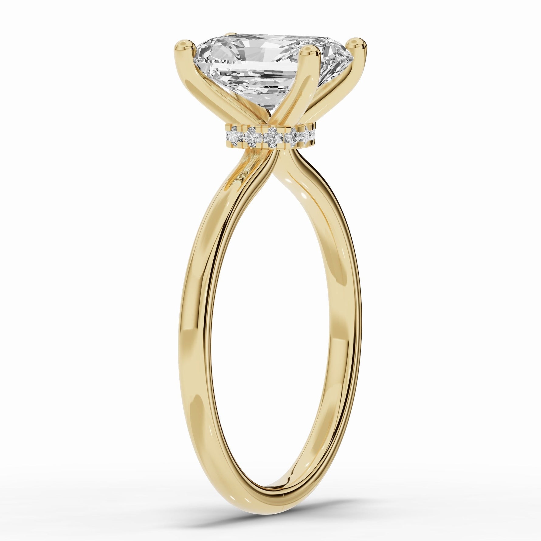 Radiant Tiara Glow Solitaire Ring ABER-102-RA-LGD-1  - Abtin & Co.