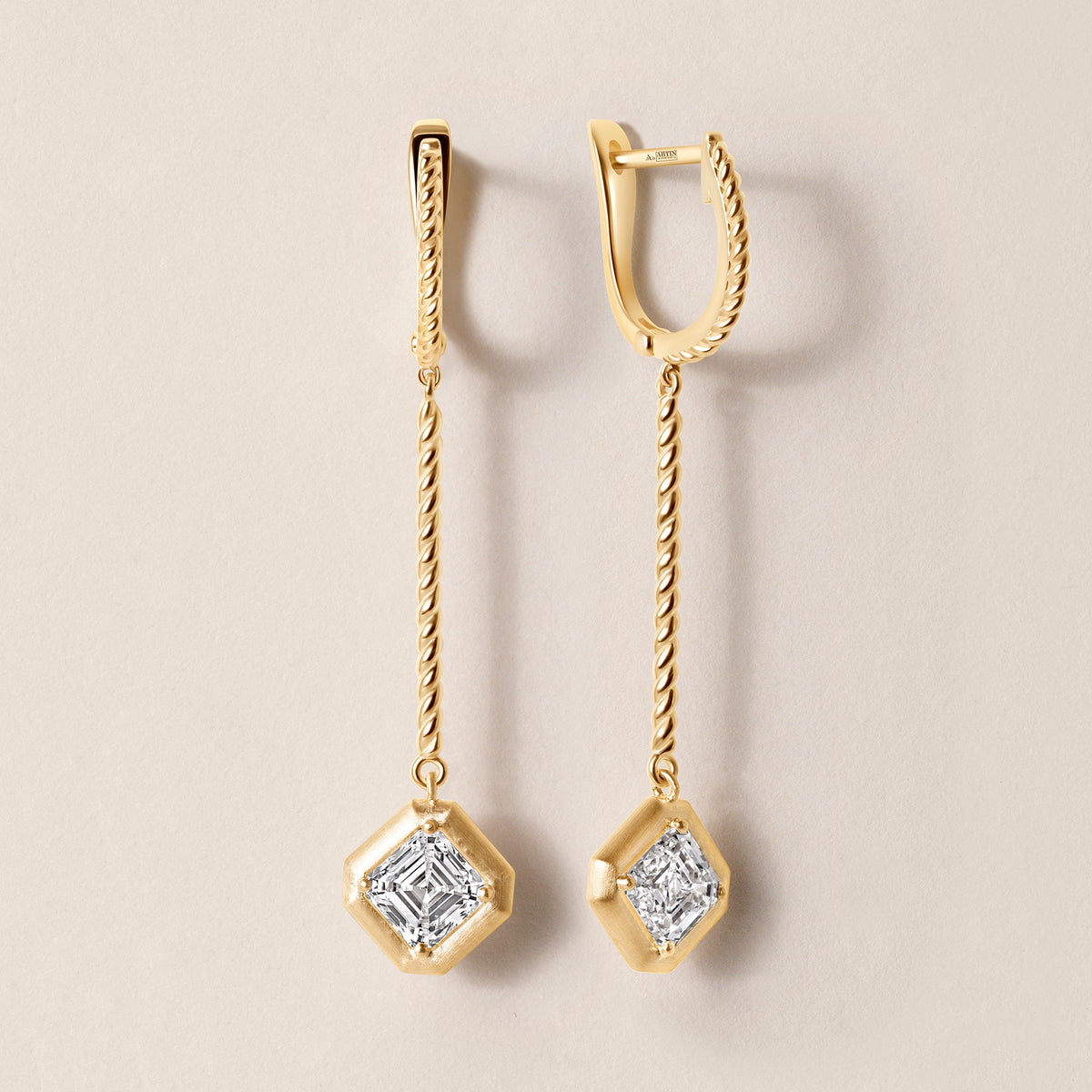 Riviera Asscher Cascade Drop Earrings ABE-238V3-AS-LGD-1  - Abtin & Co.