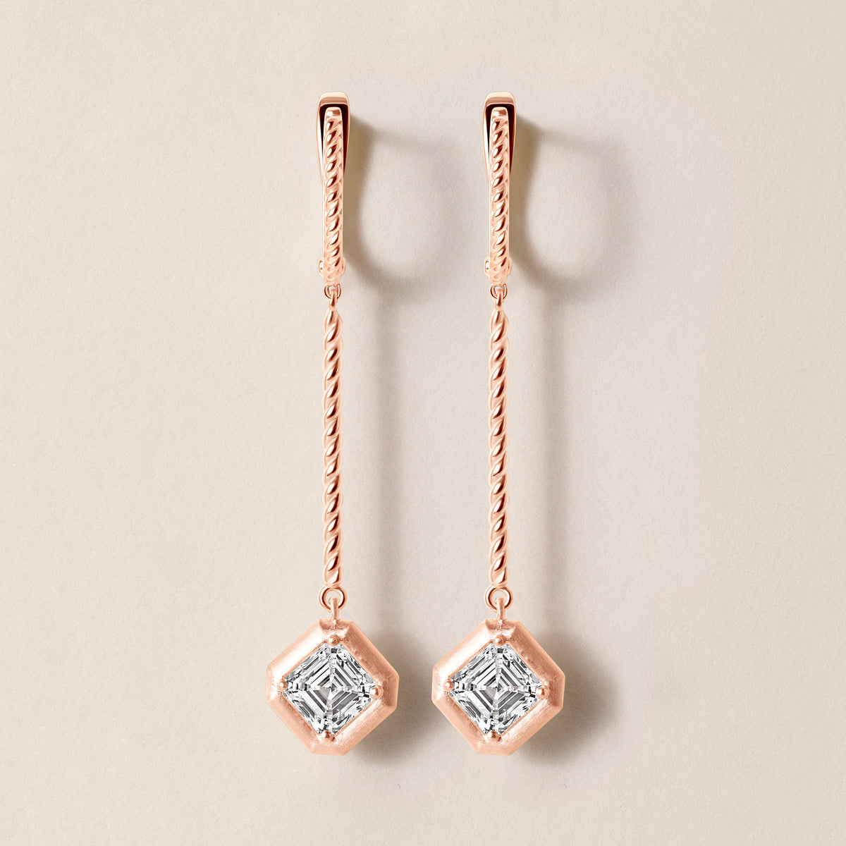 Riviera Asscher Cascade Drop Earrings ABE-238V3-AS-LGD-3  - Abtin & Co.
