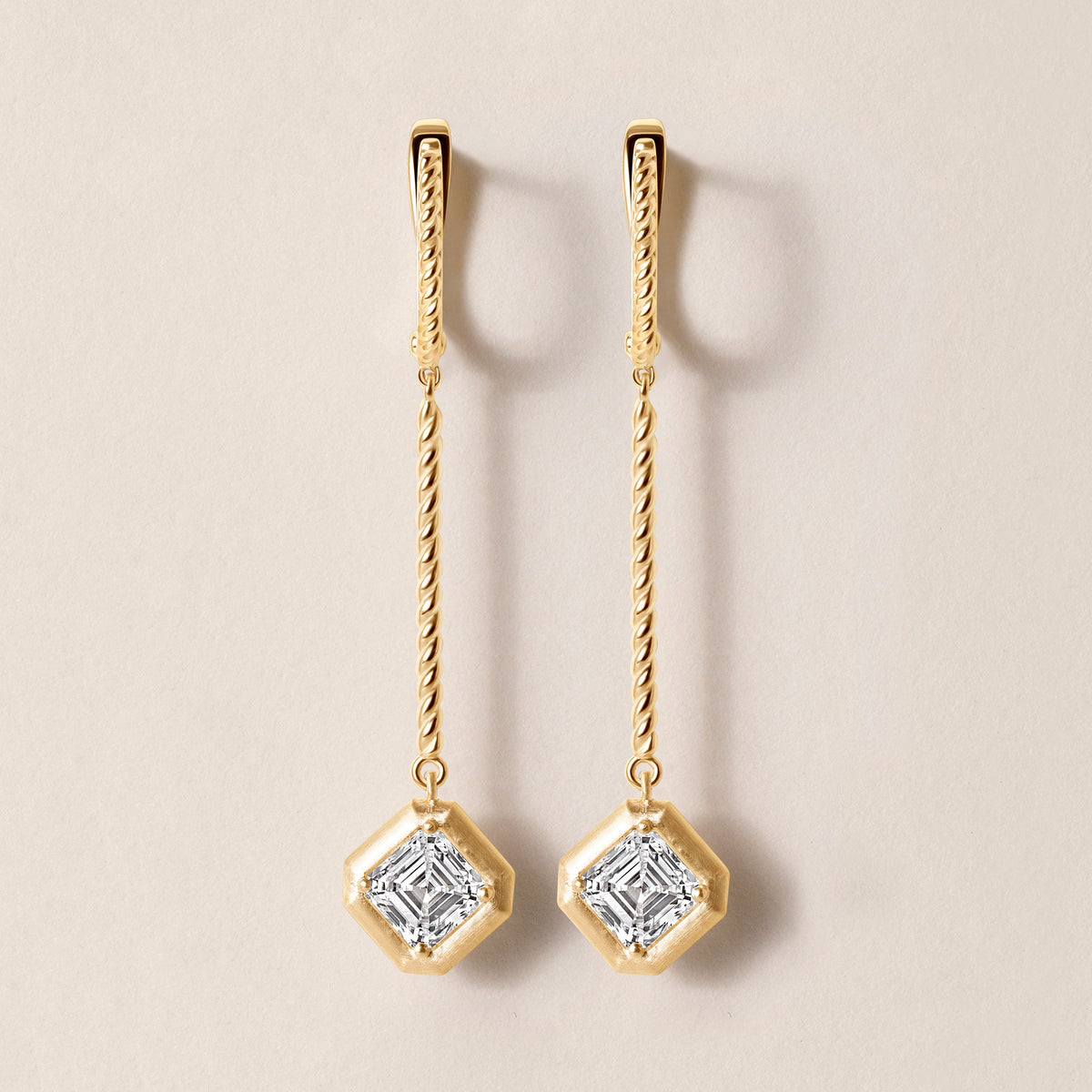 Riviera Asscher Cascade Drop Earrings ABE-238V3-AS-LGD-1  - Abtin & Co.