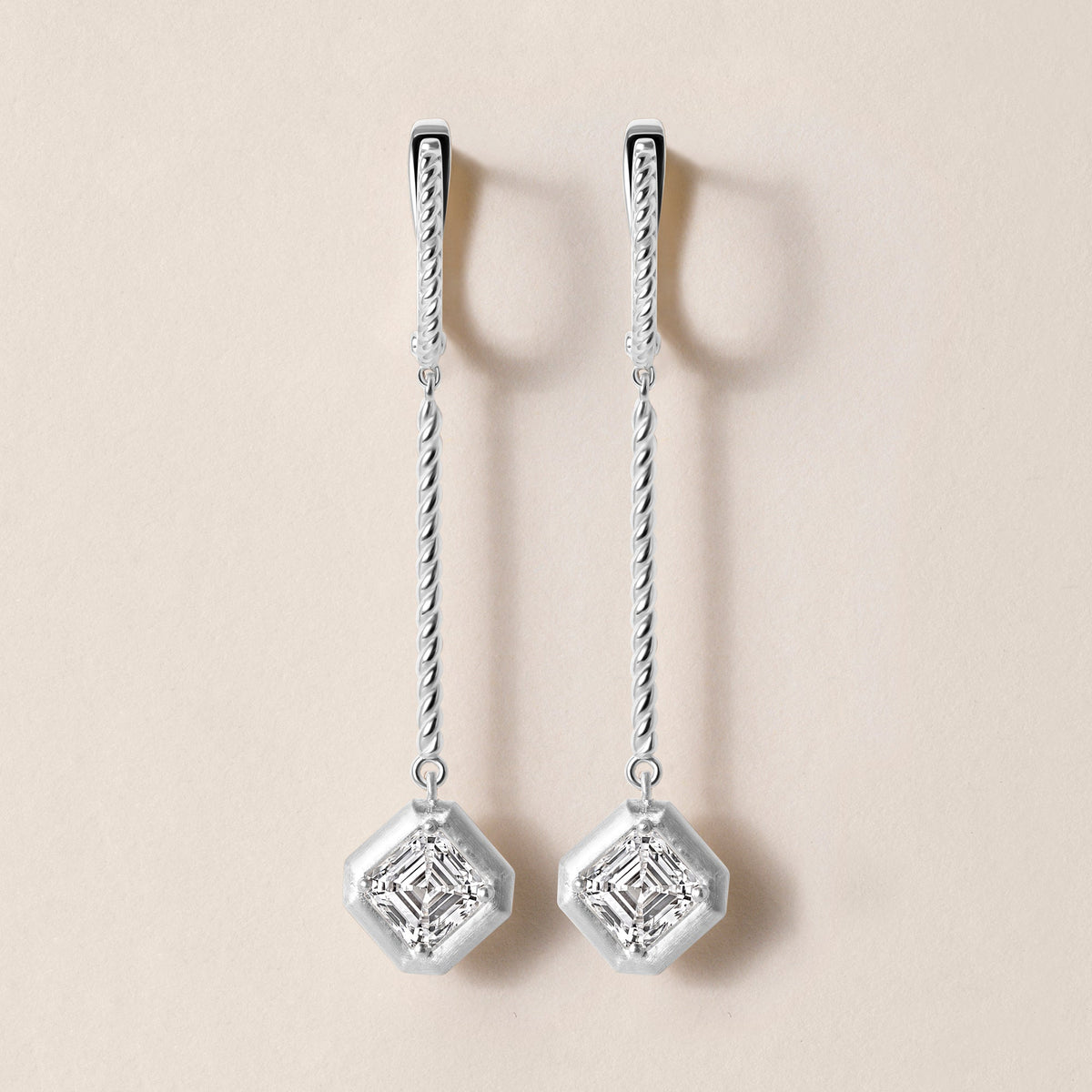 Riviera Asscher Cascade Drop Earrings ABE-238V3-AS-LGD-2  - Abtin & Co.