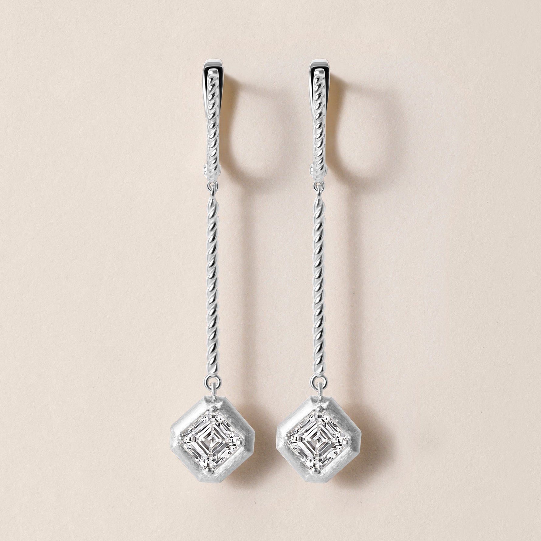 Riviera Asscher Cascade Drop Earrings ABE-238V3-AS-LGD-2  - Abtin & Co.