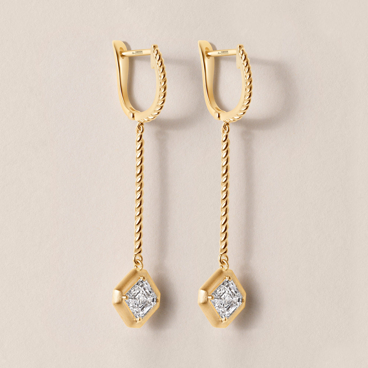 Riviera Asscher Cascade Drop Earrings ABE-238V3-AS-LGD-1  - Abtin & Co.