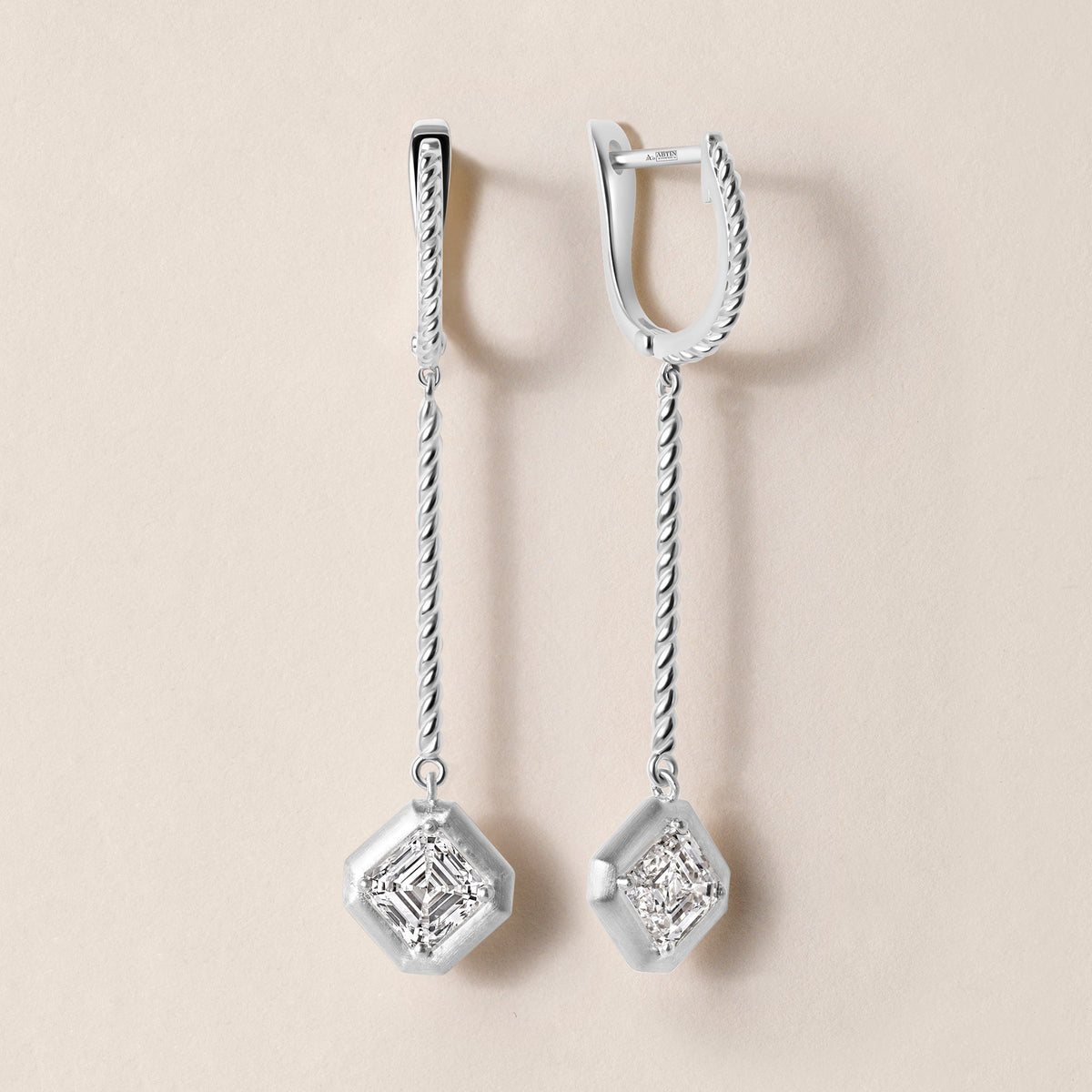 Riviera Asscher Cascade Drop Earrings ABE-238V3-AS-LGD-2  - Abtin & Co.