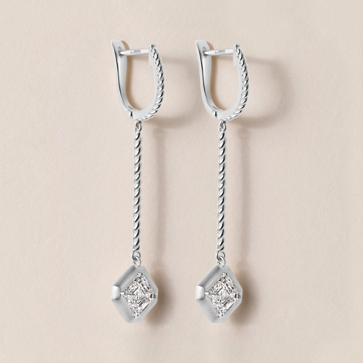 Riviera Asscher Cascade Drop Earrings ABE-238V3-AS-LGD-2  - Abtin & Co.